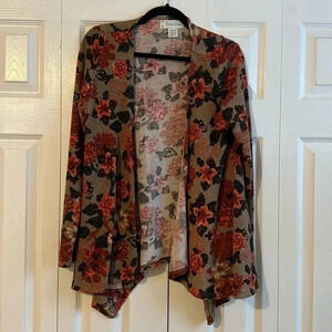 Criss Cross Floral Open Front Cardigan size M